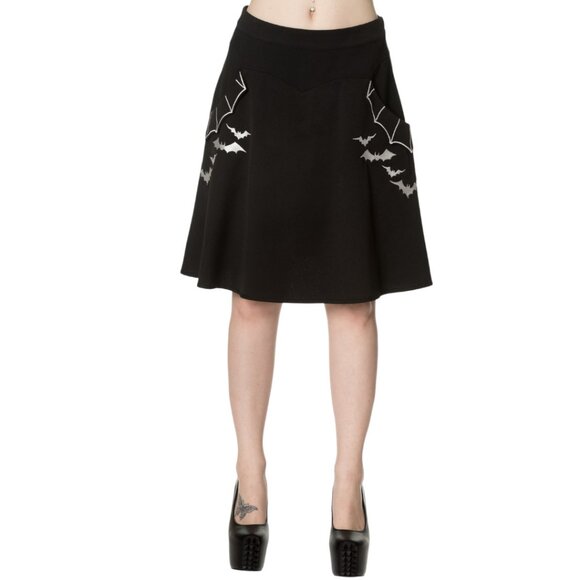 Lost Queen / Banned Apparel Dresses & Skirts - Lost Queen Gothic Black Bat Skater Skirt, Halloween Gothic Skater Skirt - XS